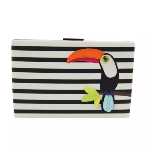 Kate Spade Toucan Parrot Novelty Striped Clutch Bag - Picture 5 of 12